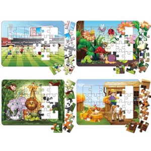 Mixed Series 1 - 4 Packs - 24 Pieces Jigsaw Puzzles Duplex Paper Board Size - 7.25”×10” for Kids Educational Brain Teaser Boards Toys