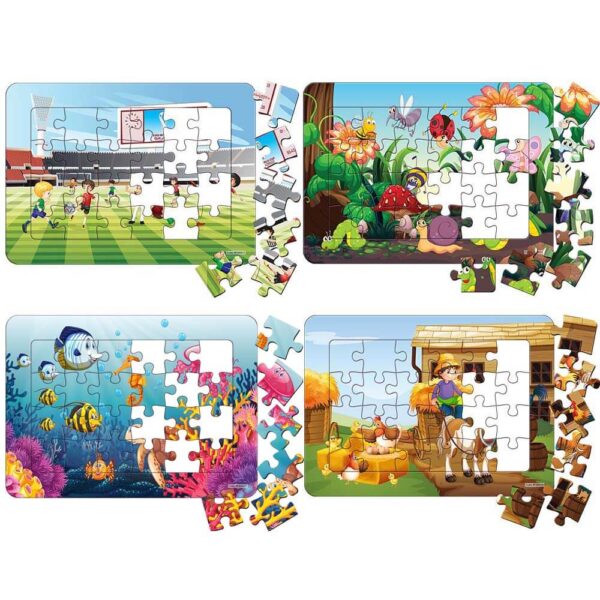 Mixed Series 1 - 4 Packs - 24 Pieces Jigsaw Puzzles Duplex Paper Board Size - 7.25”×10” for Kids Educational Brain Teaser Boards Toys