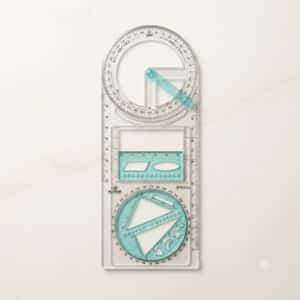 1 Pcs Multifunctional Colorful Geometric Drawing Ruler Set - 360° Rotating Protractor, Adjustable Compass & Measuring Tool for Students & Architects
